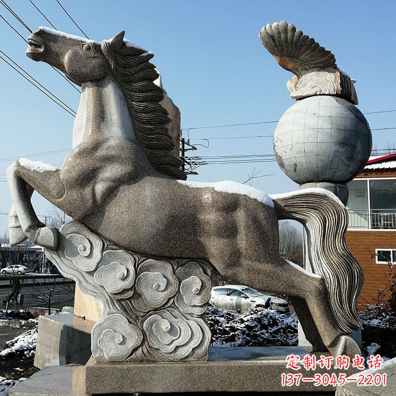 漯河大理石马踏祥云雕塑