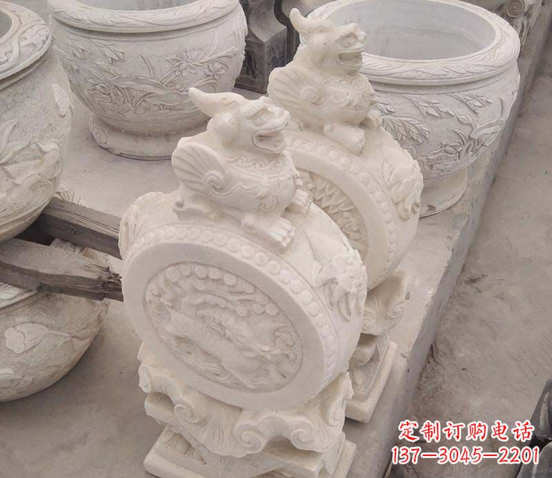 漯河大理石貔貅抱鼓石雕塑