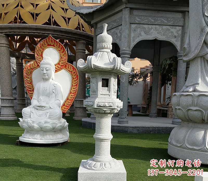 漯河独特的大理石石灯笼寺庙石雕