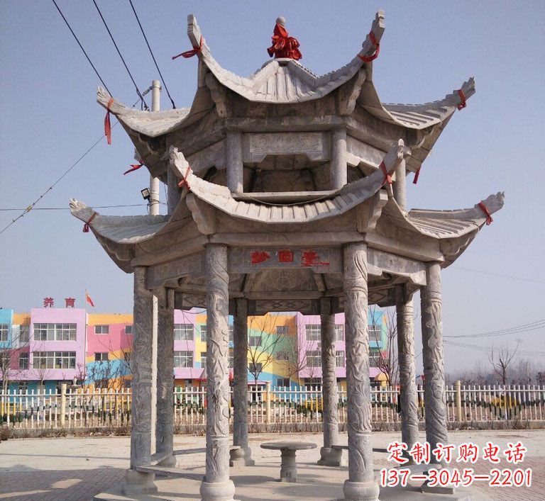 漯河大理石双层八角凉亭雕塑