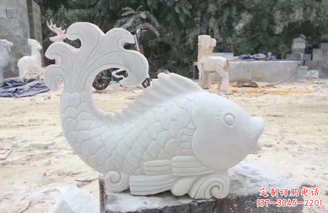 漯河大理石鱼喷泉雕塑装置