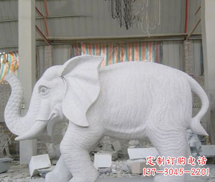 漯河象征财富的大理石招财大象雕塑