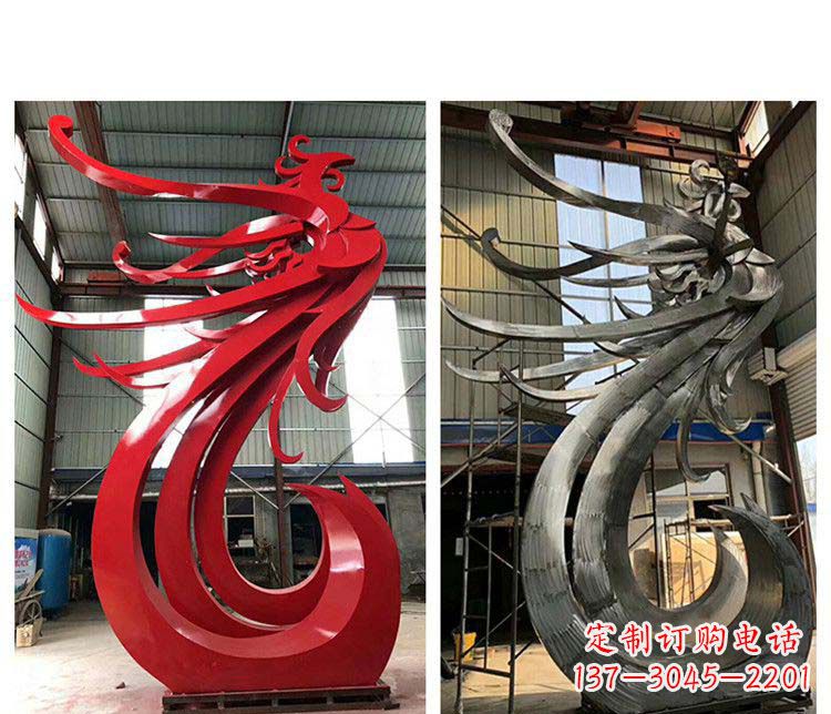 漯河优雅凤凰不锈钢摆件雕塑