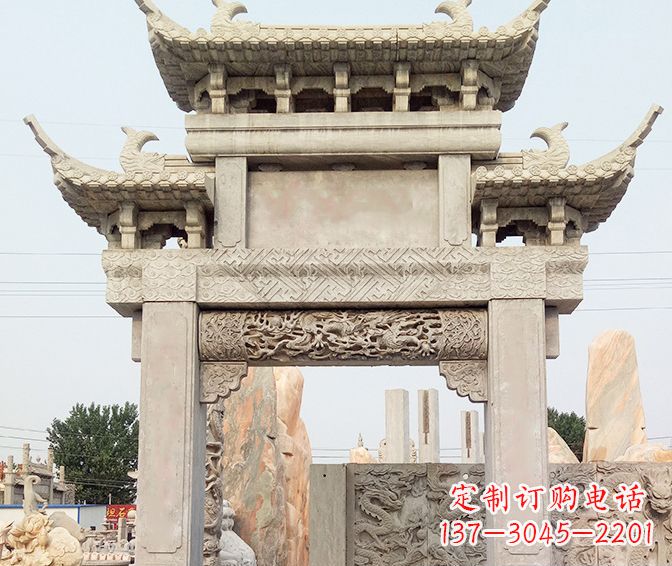 漯河单门大理石牌坊石雕