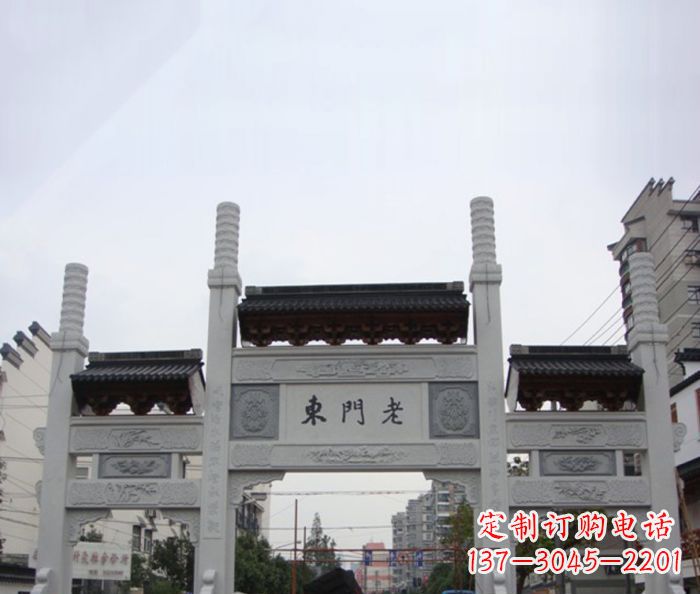 漯河精美三门石牌坊雕塑