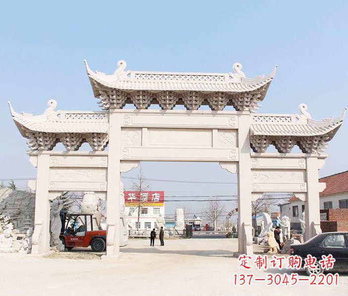 漯河道路三门石牌坊石雕 (2)