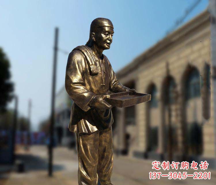 漯河古典神秘的店小二人物铜雕