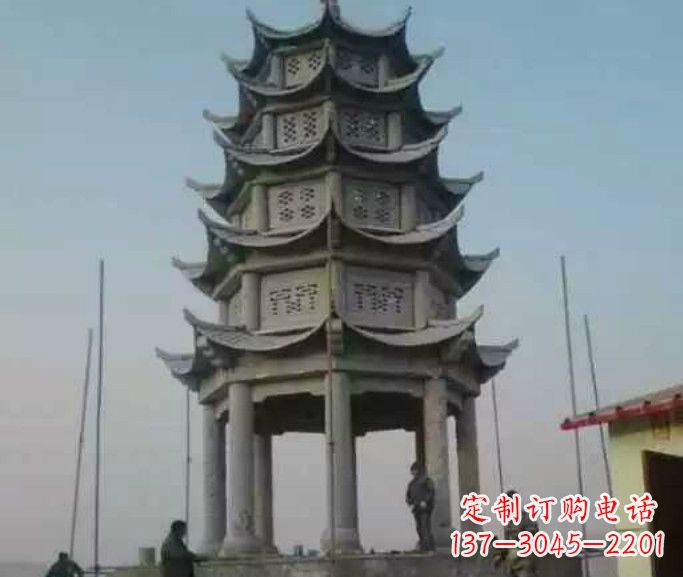 漯河精美绝伦的多层凉亭石雕