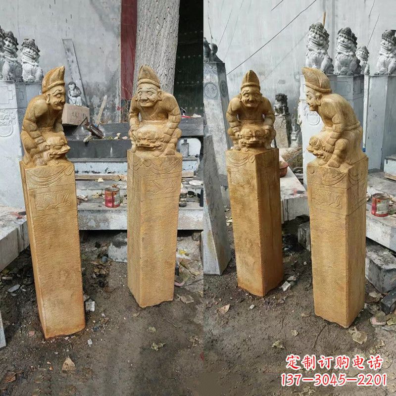 漯河经典仿古拴马桩雕塑