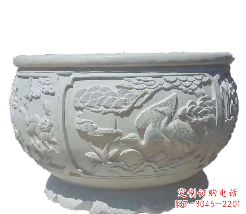 漯河精美仿古鱼缸石雕花盆雕塑