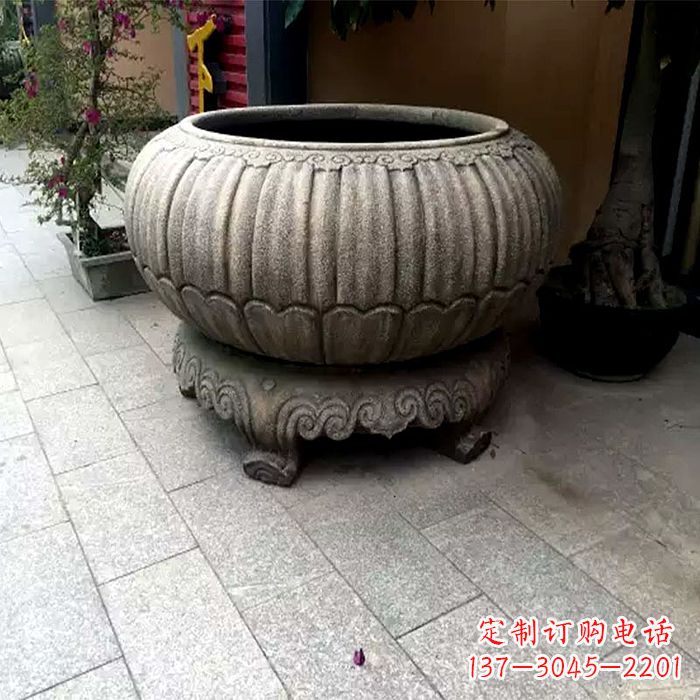 漯河精美仿古石雕花盆雕塑