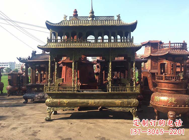 漯河高浮雕螭龙纹铜香炉