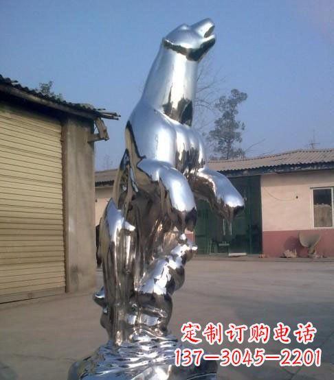 漯河公园不锈钢抽象北极熊动物雕塑