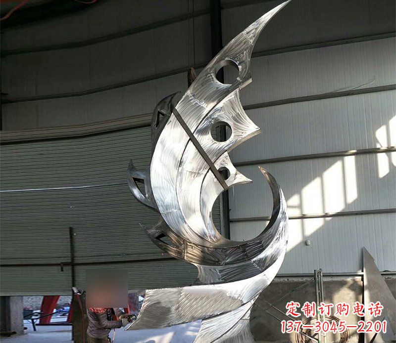 漯河公园不锈钢抽象凤凰景观雕塑 (3)