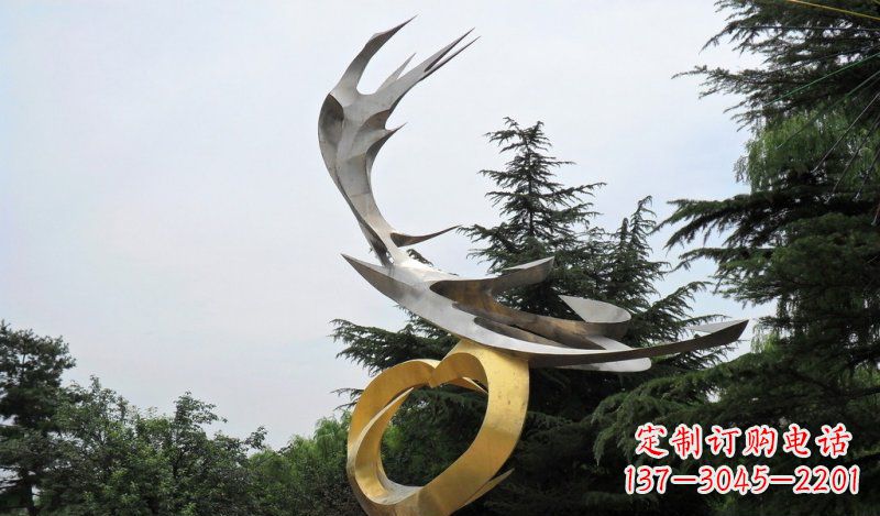 漯河精美雕刻石膏抽象凤凰雕塑