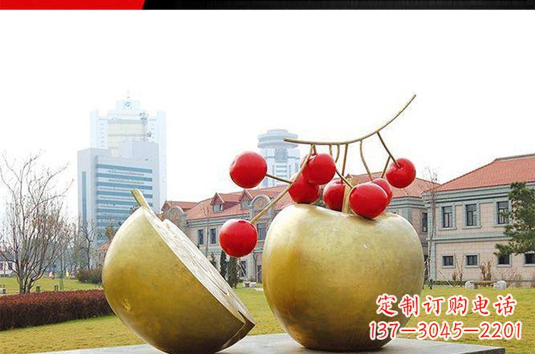 漯河公园不锈钢苹果樱桃雕塑