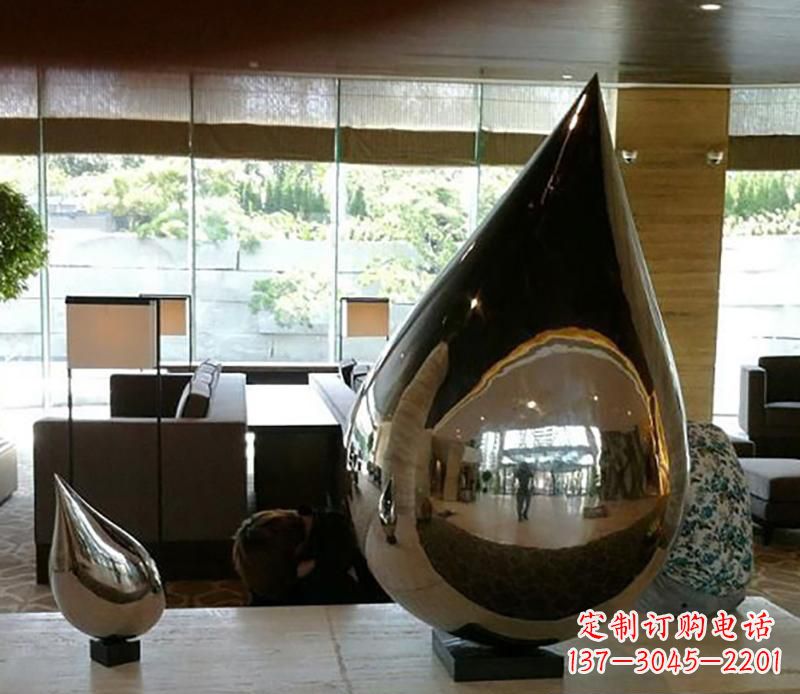 漯河公园不锈钢水滴球景观雕塑