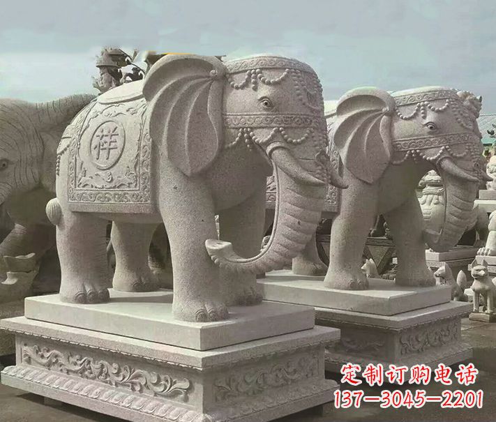 漯河公园大理石大象动物石雕 (3)