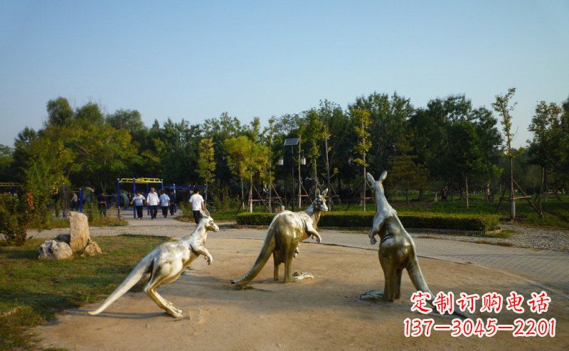 漯河公园袋鼠动物铜雕 (3)