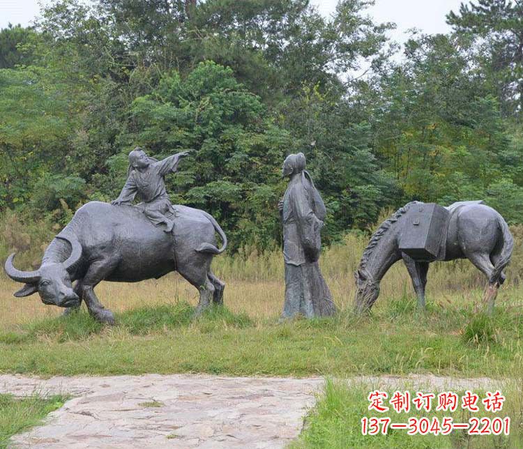漯河公园杜牧人物小品铜雕
