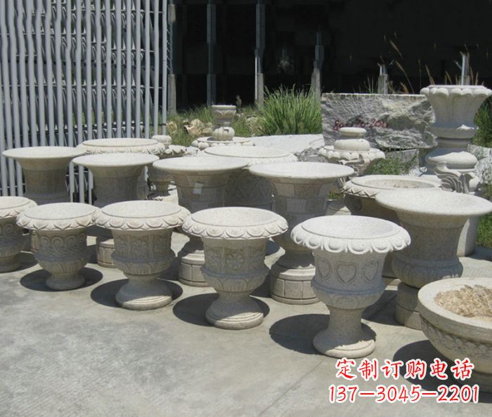 漯河大理石花盆石雕艺术品
