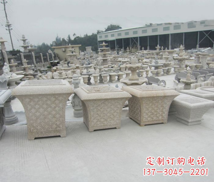 漯河优雅花盆大理石雕塑