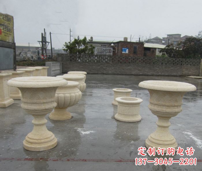 漯河完美绽放——大理石花盆石雕