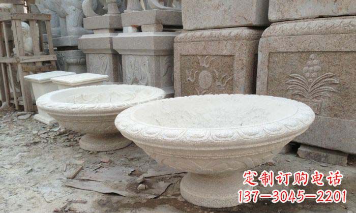 漯河细腻雅致的大理石花盆石雕