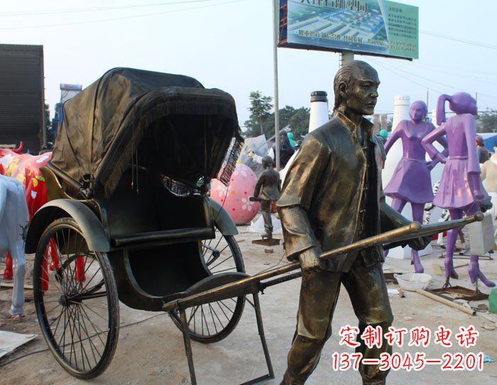 漯河精致可爱的黄包车铜雕