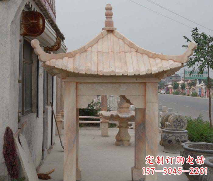 漯河精美红六角石凉亭雕塑