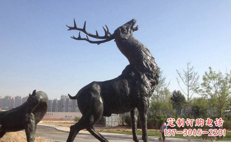 漯河驯鹿精美铜雕