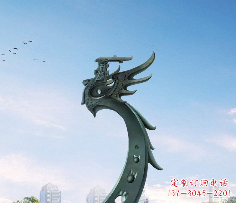 漯河中领雕塑|抽象凤凰不锈钢雕塑