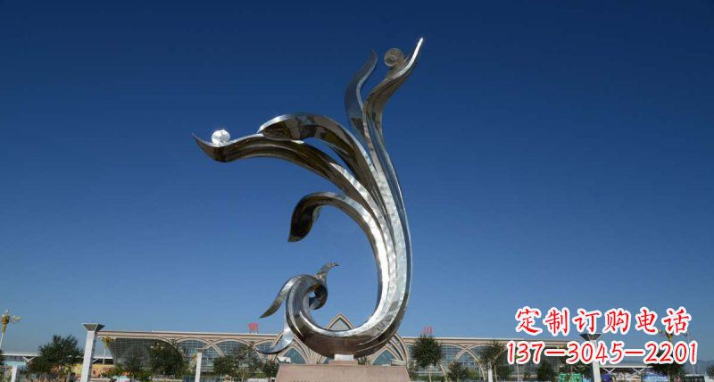漯河优雅迷人的不锈钢抽象凤凰雕塑
