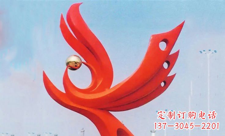 漯河新中领雕塑-不锈钢抽象凤凰雕塑