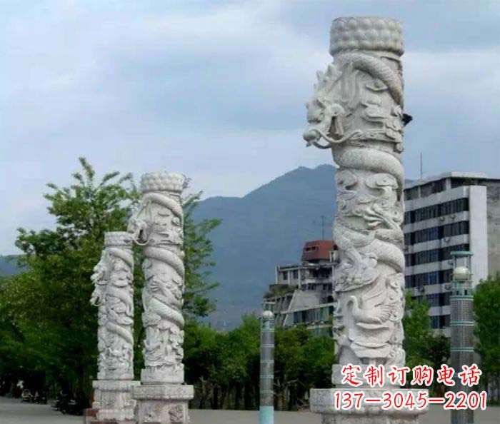 漯河精美工艺大理石龙柱雕塑