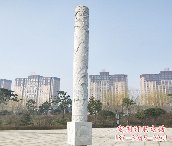漯河真实而细腻的大理石龙柱石雕