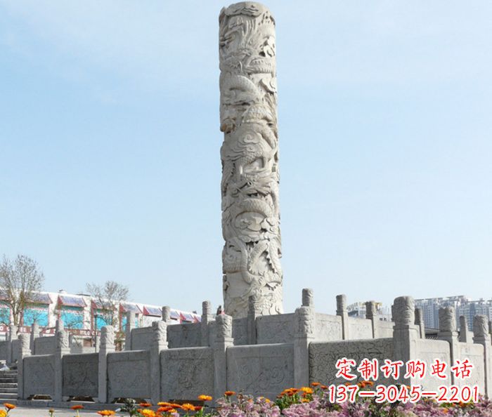 漯河广场景观大理石龙柱石雕,展现神秘传统风采