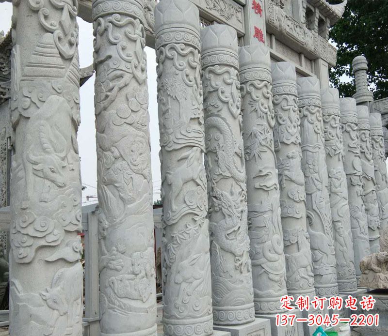 漯河中领雕塑:专业定制十二生肖石柱景观石雕