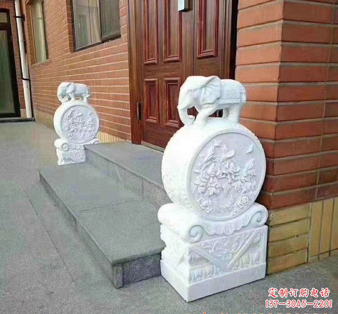 漯河汉白玉大象门墩石雕