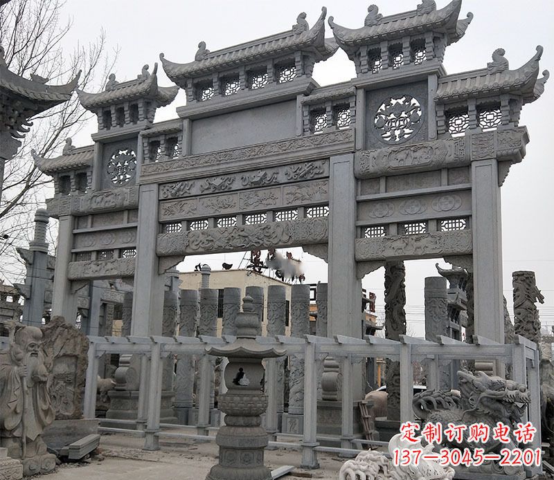 漯河京中领雕塑:牌坊石雕定制