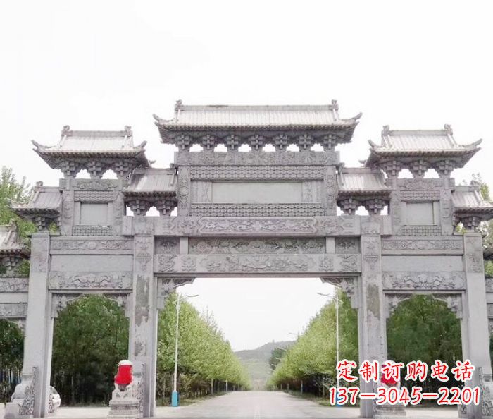 漯河三门石雕牌坊,独具特色的地标雕塑