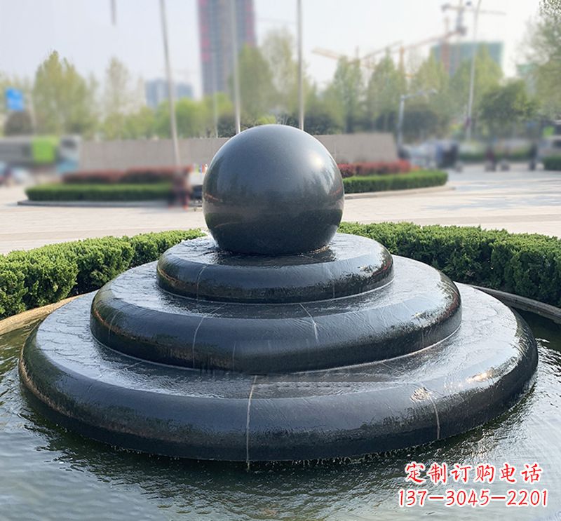 漯河临沂石雕风水球喷泉，雕塑定制专属于您
