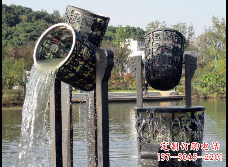 漯河镂空水桶喷泉铜雕