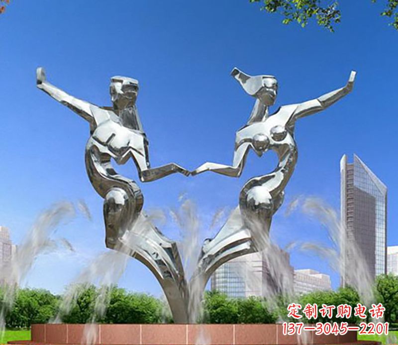 漯河爱情镌刻,不锈钢抽象情侣雕塑