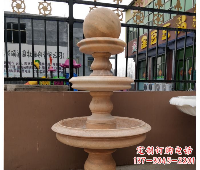 漯河风水球石雕,晚霞红别墅装饰精品
