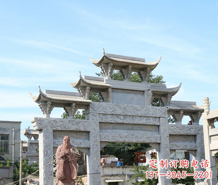 漯河三门道路牌坊石雕 (3)