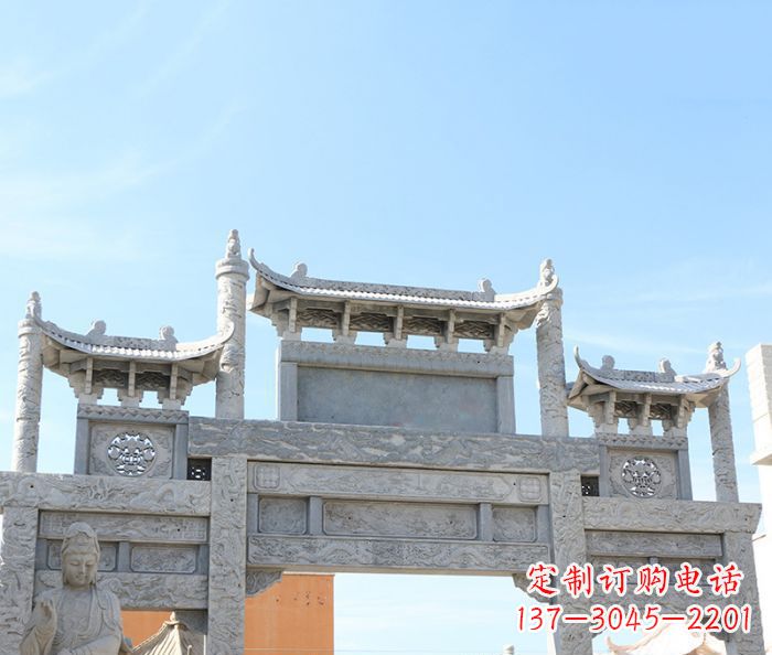 漯河三门道路牌坊石雕 (4)