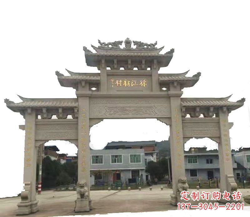 漯河三门仿古牌坊石雕 (5)