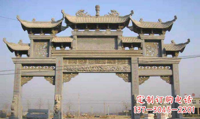 漯河特色街角石雕牌坊精致典雅的装点