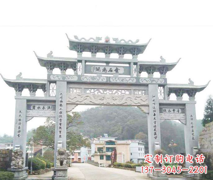 漯河三门五楼石牌坊石雕——精美精致的多层次雕刻